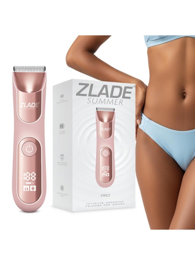 ZLADE مزيل الشعر النسائي Zlade Summer PRO المقاوم للماء IPX7 | للأجزاء الحساسة، الإبطين، الذراعين، الساقين والجسم | شفرات سيراميك ناعمة | بدون جروح أو قطع، بدون تهيج للبشرة | شحن سريع USB C، 90 دقيقة من التشغيل | مقاوم للماء تمامًا وصامت - Image 1